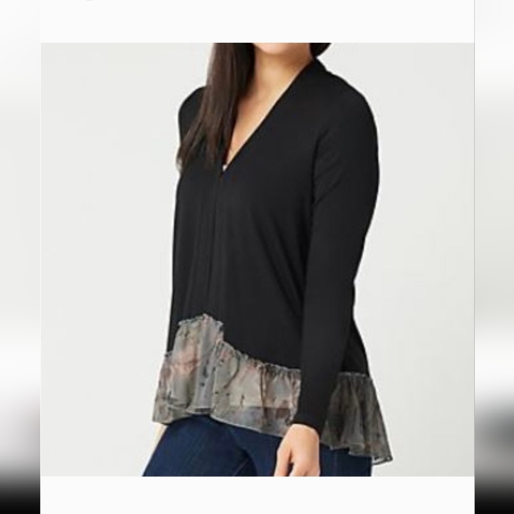 LOGO Lori Goldstein Dark Whimsical Cardigan Sweater M Whimsigoth #8200